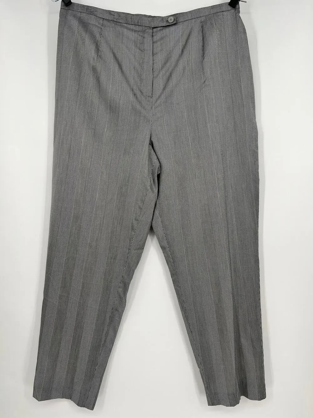 Vtg Tamotsu Women Trouser Pants Cotton Silk Blend 18W Black White Glen Plaid NEW